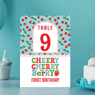 Numeração De Mesa Cheery Cherry Primeiro Aniversário Número da Mesa