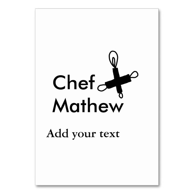 Numeração De Mesa Chef cozinheiro adiciona nome SMS homens padaria d (Frente)