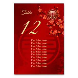 Numeração De Mesa Cherry Blossom Chinês Nomes de Convidados