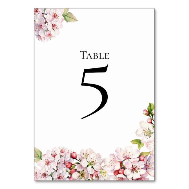 Numeração De Mesa Cherry Blossom floral Table Number Card (Frente)