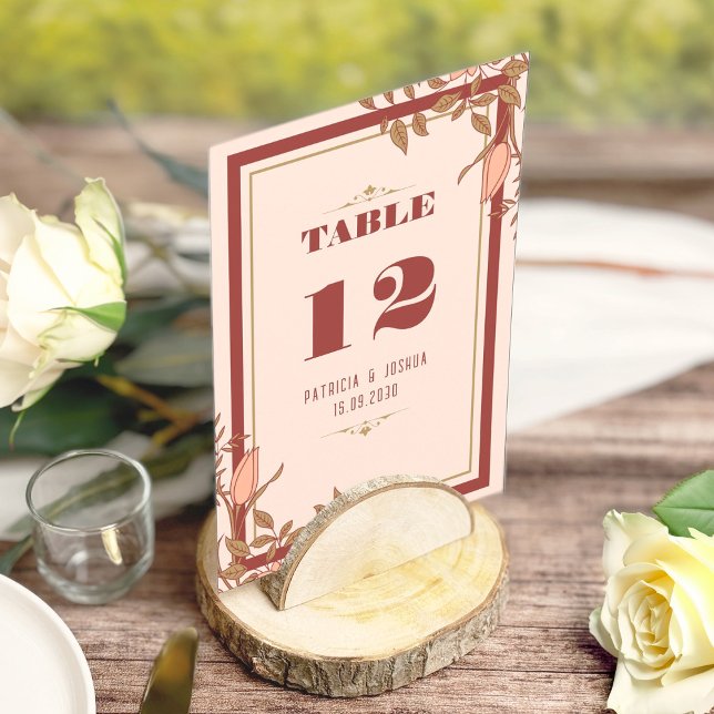 Numeração De Mesa Chic Boho Blush Beige Número da Tabela de Casament (Criador carregado)