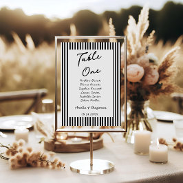 Numeração De Mesa Chic Bow Minimalist Stripe Black White wedding