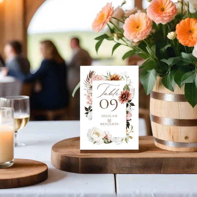 Numeração De Mesa Chic Country Western Watercolor Florals (Chic Country Western Watercolor Florals Horseshoe Table Number)