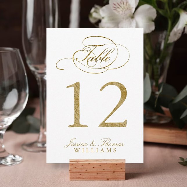 Numeração De Mesa Chic Faux Gold Foil Números de Tabela de Casamento (Criador carregado)