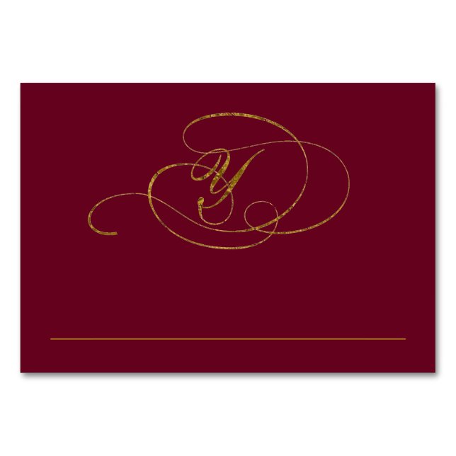 Numeração De Mesa Chic Faux Gold Foil Place Card - Y (Frente)