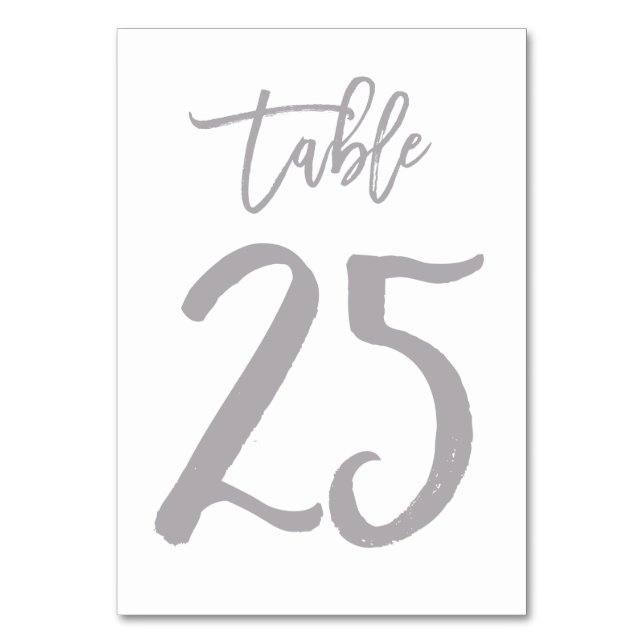 Numeração De Mesa Chic Lettered Table Number Prata | Mesa 25 (Frente)