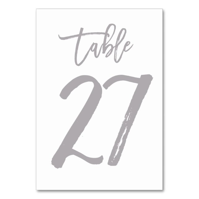Numeração De Mesa Chic Lettered Table Number Prata | Mesa 27 (Frente)