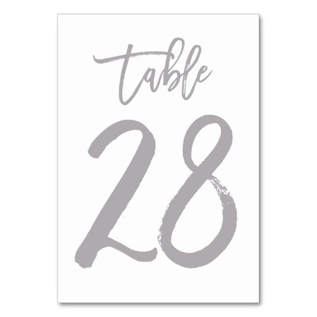 Numeração De Mesa Chic Lettered Table Number Prata | Mesa 28 (Frente)
