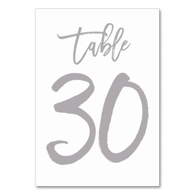 Numeração De Mesa Chic Lettered Table Number Prata | Mesa 30 (Frente)