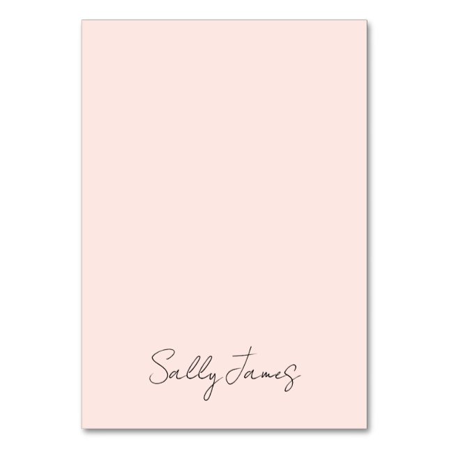 Numeração De Mesa Chic Moderno Nome Personalizado Rosa (Frente)