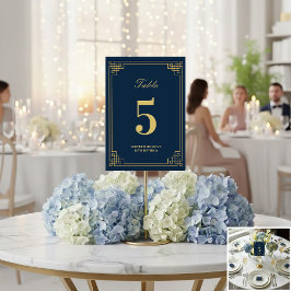 Numeração De Mesa Chic Navy Blue Gold Art Deco 80th Birthday