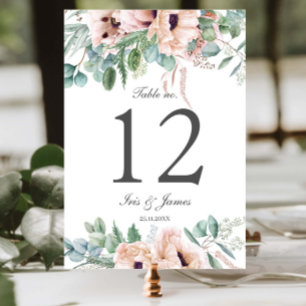 Numeração De Mesa Chic Poeira Rosa Floral Casamento Chá de Noiva