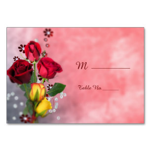 Numeração De Mesa Chic Rosas Vermelhas & Amarelas Aniversário