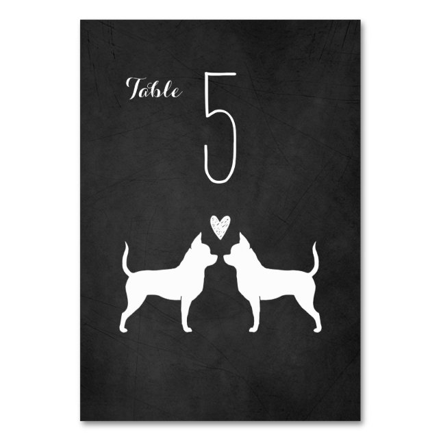 Numeração De Mesa Chihuahua Dog Silhouettes Recepção de casamento (Frente)