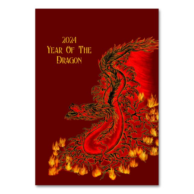 Numeração De Mesa China Dragon, 2024 Ano Do Dragão (Frente)