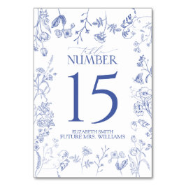 Numeração De Mesa Chinoiserie French Blue Victorian Floral