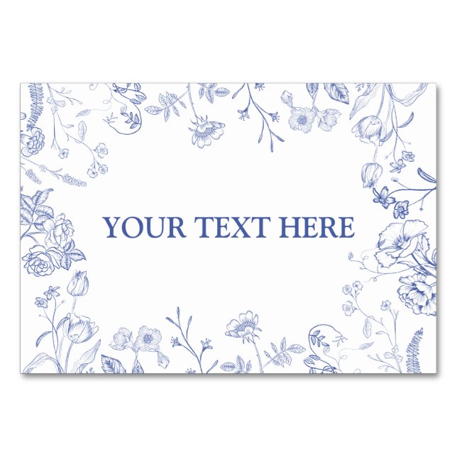 Numeração De Mesa Chinoiserie French Blue Victorian Food Place Card (Frente)