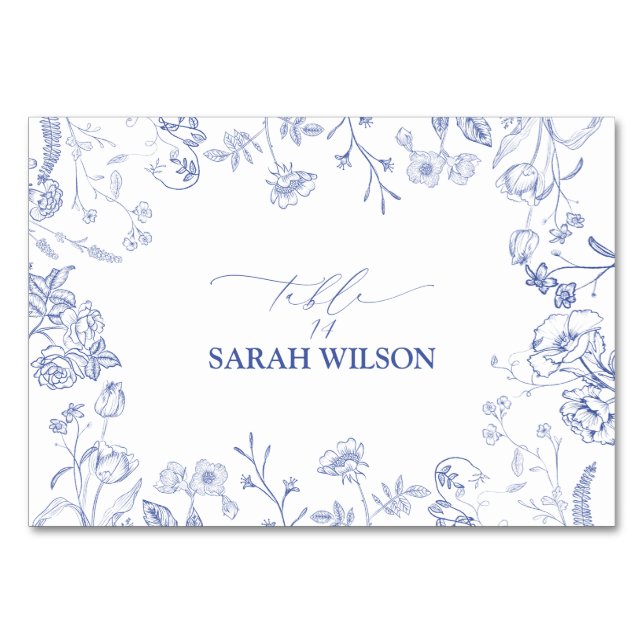 Numeração De Mesa Chinoiserie French Blue Victorian Place Card (Frente)