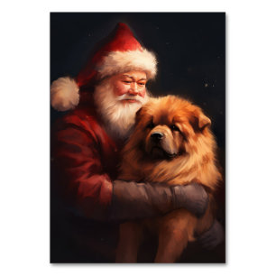 Numeração De Mesa Chow Chow com Papai Noel Natal Festivo