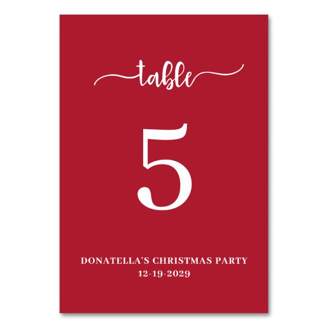 Numeração De Mesa Christmas Party Table number Card (Frente)