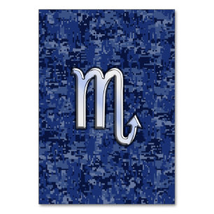 Numeração De Mesa Chrome Scorpio Zodiac Sinal no Camo Azul Marinho