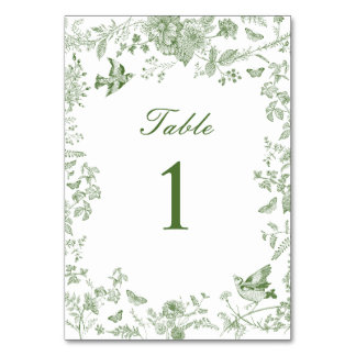 Numeração De Mesa Chuva de Bebê Floral Vintage Toile De Jouy Verde