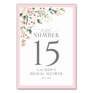 Numeração De Mesa Chuva de Noiva Floral em Aquarela Rosa Elegante
