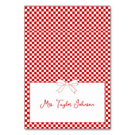 Numeração De Mesa Ciao Baby! Italian Red Gingham Bow Place Card