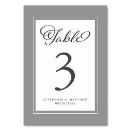 Numeração De Mesa Cinza Chic Elegante e Recepção de casamento Branca
