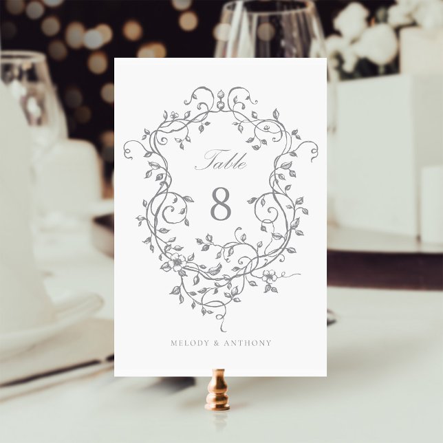 Numeração De Mesa Cinza Elegante, prisão floral vitoriana francesa v (Criador carregado)