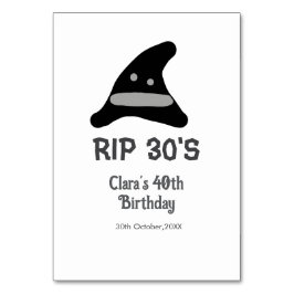 Numeração De Mesa Cinza preta RIP 30's aniversário de 40 anos com ch