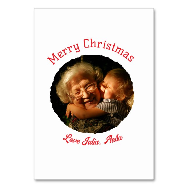 Numeração De Mesa Círculo fotográfico da neta Feliz de Natal (Frente)