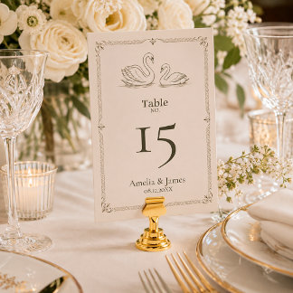 Numeração De Mesa Cisne Elegante | Casamento de Antiga Fortuna