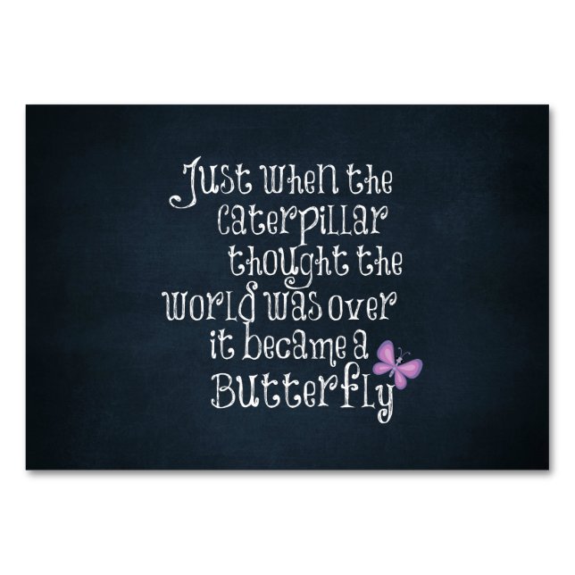Numeração De Mesa Citação da Borboleta da Lagarta Inspiradora (Frente)