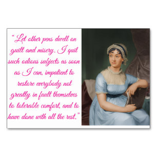 Numeração De Mesa citação e retrato de Jane Austen (rosa)