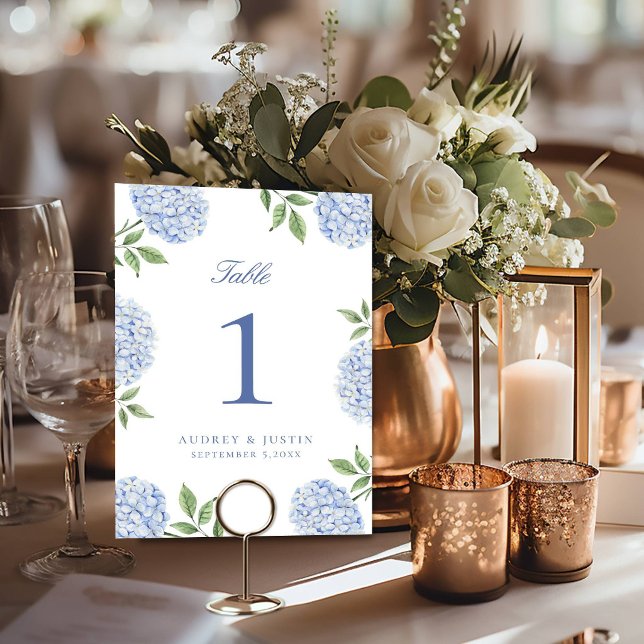 Numeração De Mesa Classic Blue Hydrangea Flower Wedding (Criador carregado)