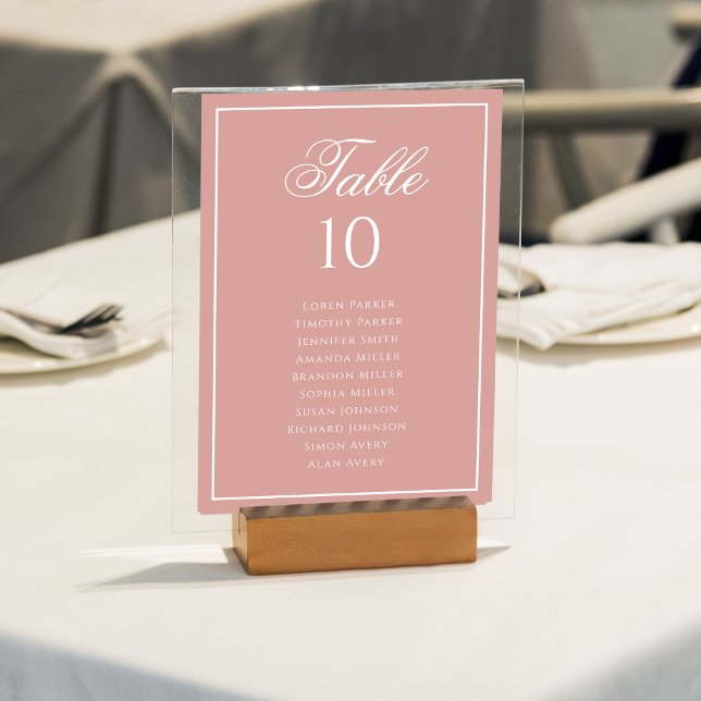 Numeração De Mesa Classic Dusty Rose & White Wedding Seating Chart (Criador carregado)