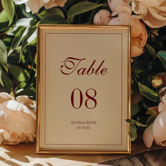 Numeração De Mesa Classic Elegant Ivory Wedding Script Custom Names (Criador carregado)