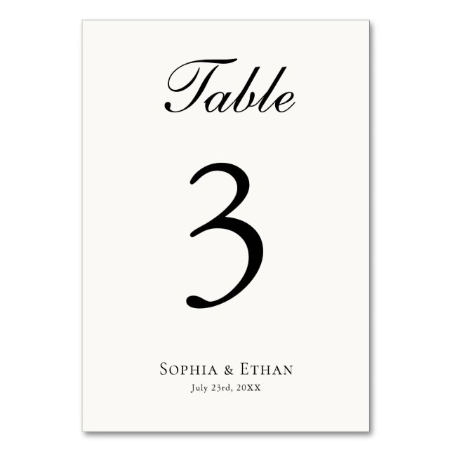 Numeração De Mesa Classic Elegant Simple White Wedding Table Card (Frente)