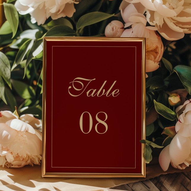 Numeração De Mesa Classic Formal Script Wine Red Wedding (Criador carregado)