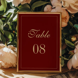 Numeração De Mesa Classic Formal Script Wine Red Wedding