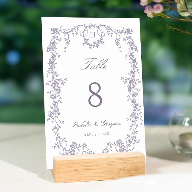Numeração De Mesa Classic French Victorian Lavender Frame Wedding (Criador carregado)