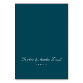 Numeração De Mesa Classic Script Elegant Custom Name Teal Place Card