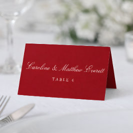 Numeração De Mesa Classic Script Elegant Custom Names Red Place Card
