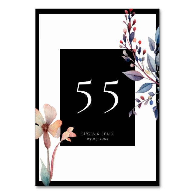 Numeração De Mesa Clássica Azul Deixa Casamento Negro (Frente)