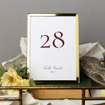 Numeração De Mesa Clássica Caligrafia Formal Maroon Burgundy Casamen<br><div class="desc">Este Design faz parte de uma coleção; Entre em contato comigo se precisar de ajuda para encontrar designs ou produtos correspondentes; também disponível em cores alternativas</div>
