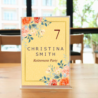 Numeração De Mesa Clássica Elegante Floral Watercolor Party