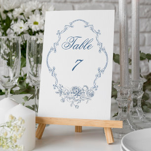 Numeração De Mesa Clássico Casamento Floral em Azul Poeirento Elegan