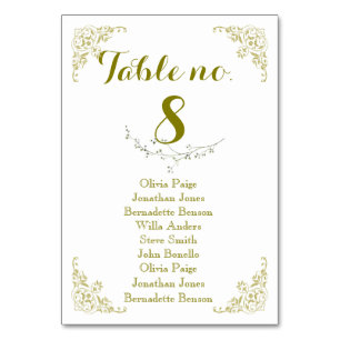 Numeração De Mesa Clássico de Ornamento Floral de Casamento Vintage