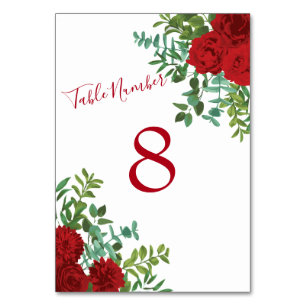 Numeração De Mesa Clássico Elegante de Casamento de rosa vermelha